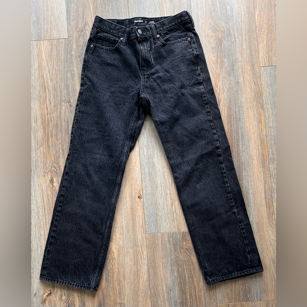 Old Navy loose fitting boys size 16 black jeans inseam 29”
